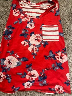 Red Floral Pocket Tank Top